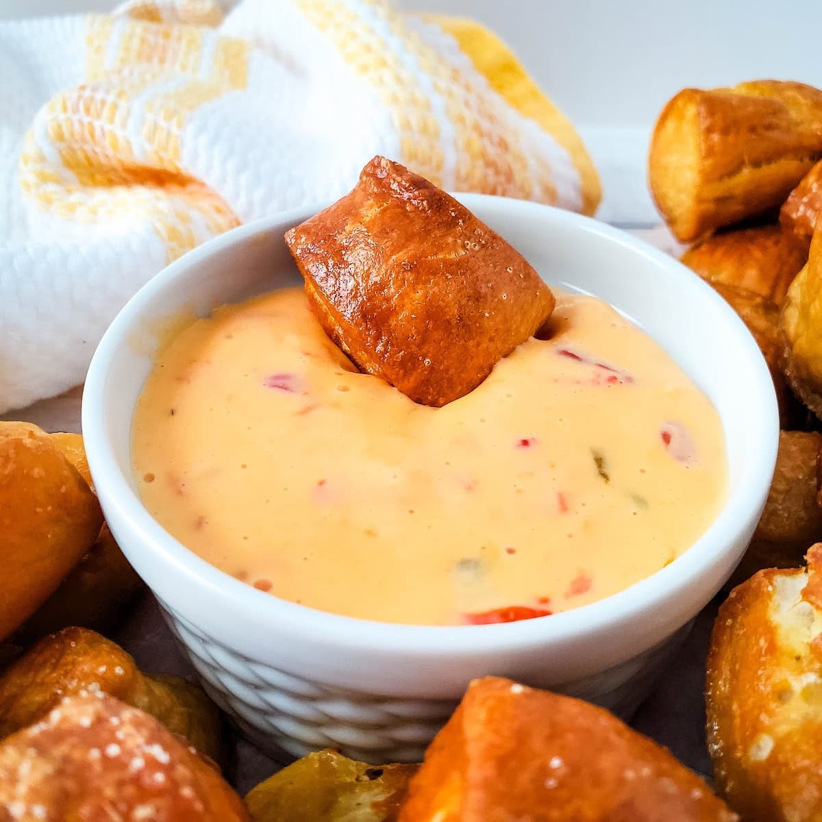 Soft Pretzel Bites with Cheesy Dip