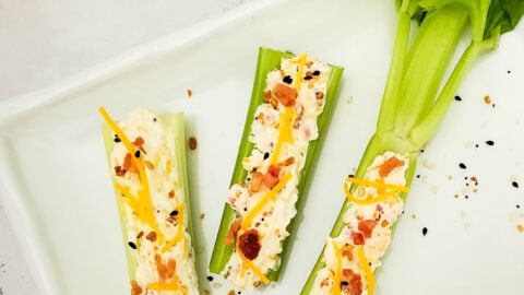 bacon and cheese stuffed celery featured image