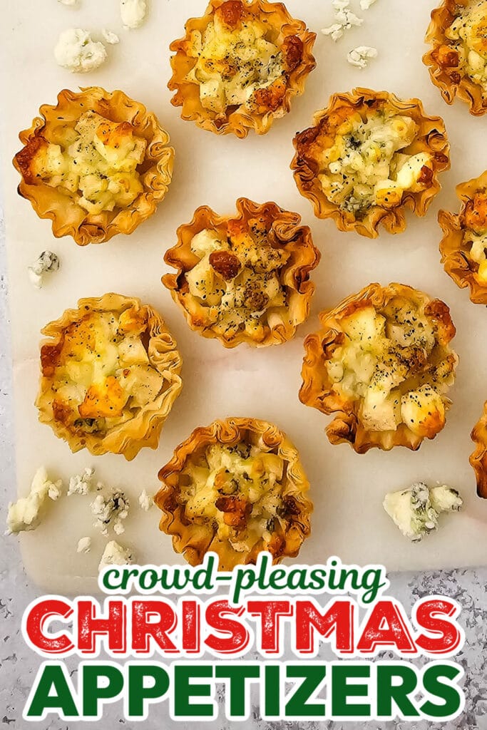 Christmas Appetizers-Blue Cheese and Pear Phyllo Bites
