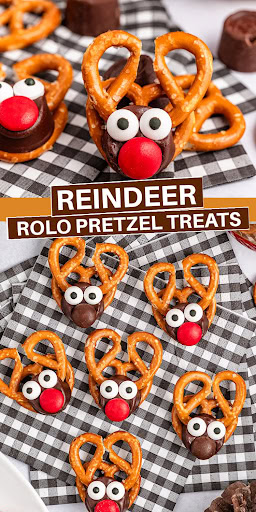 rolo pretzel reindeer treats