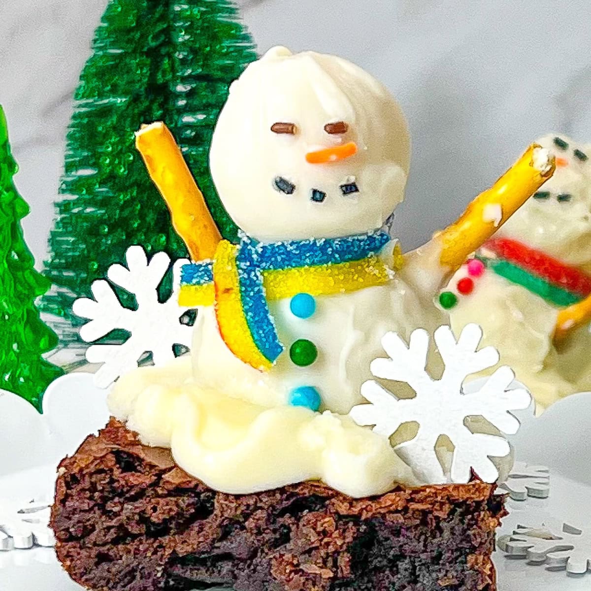 snowman truffle brownies featured image
