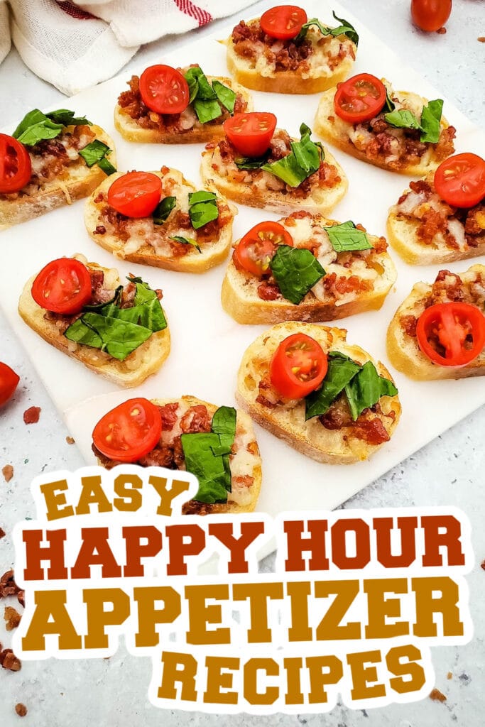 happy hour appetizers - Bacon-Topped BLT Crostini