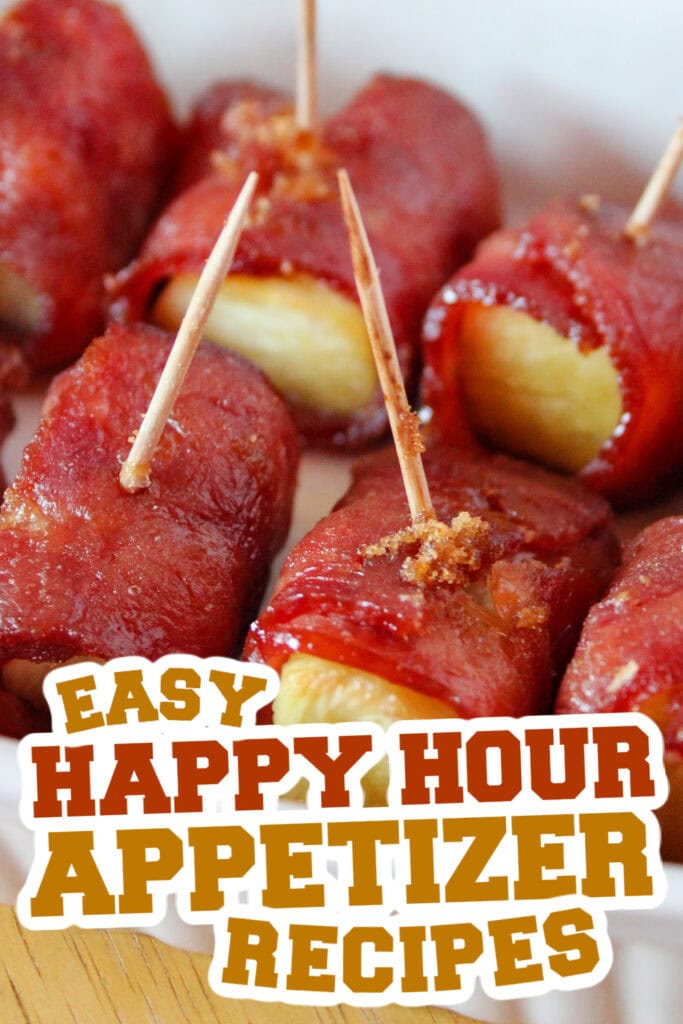 happy hour appetizers -Crispy Bacon-Wrapped Pineapple Bites