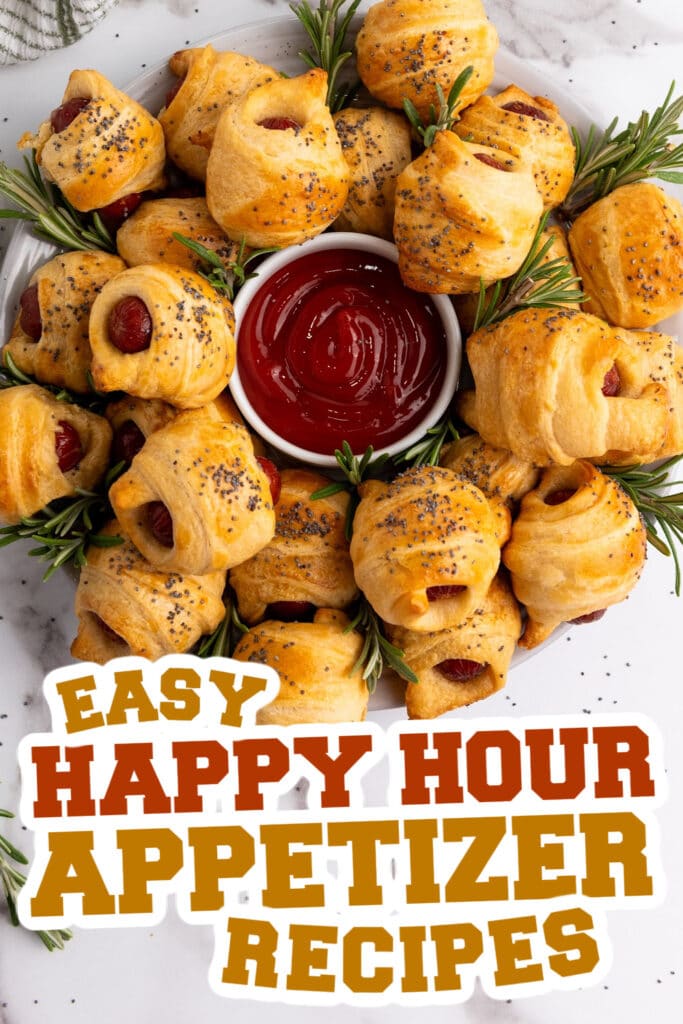 happy hour appetizers -Flaky Mini Piggies in a Blanket