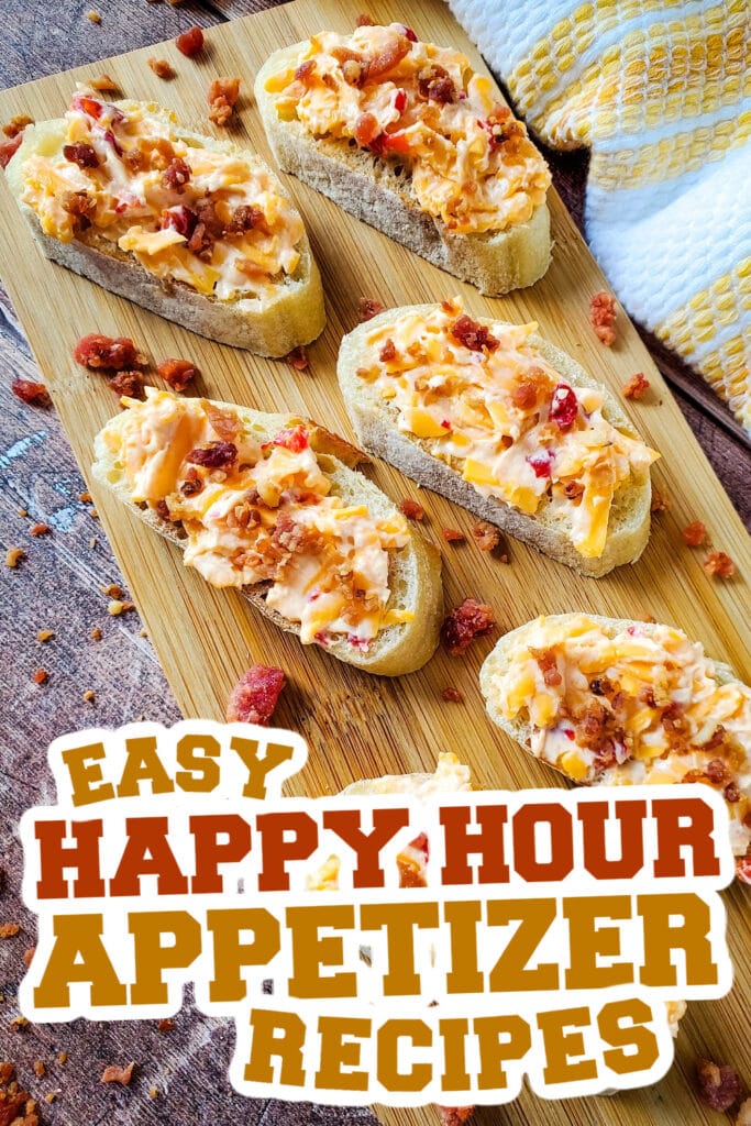 happy hour appetizers - Pimento Cheese and Bacon Crostini