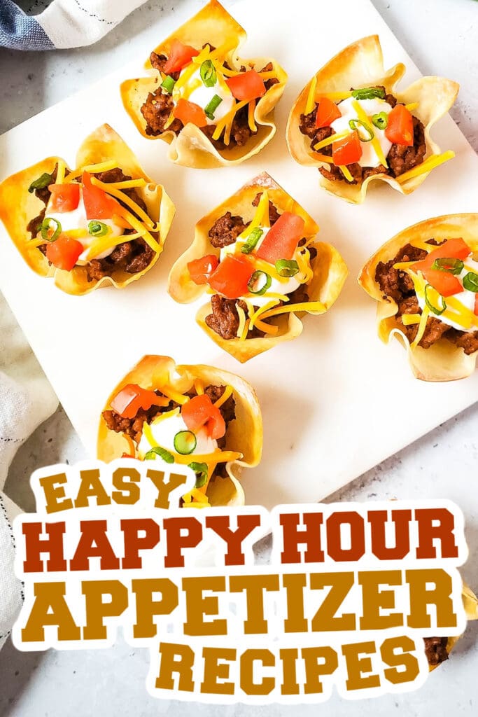 happy hour appetizers -Taco Wonton Cups