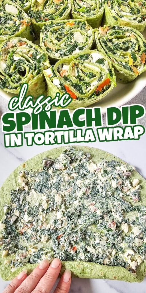 spinach dip pinwheels pin image
