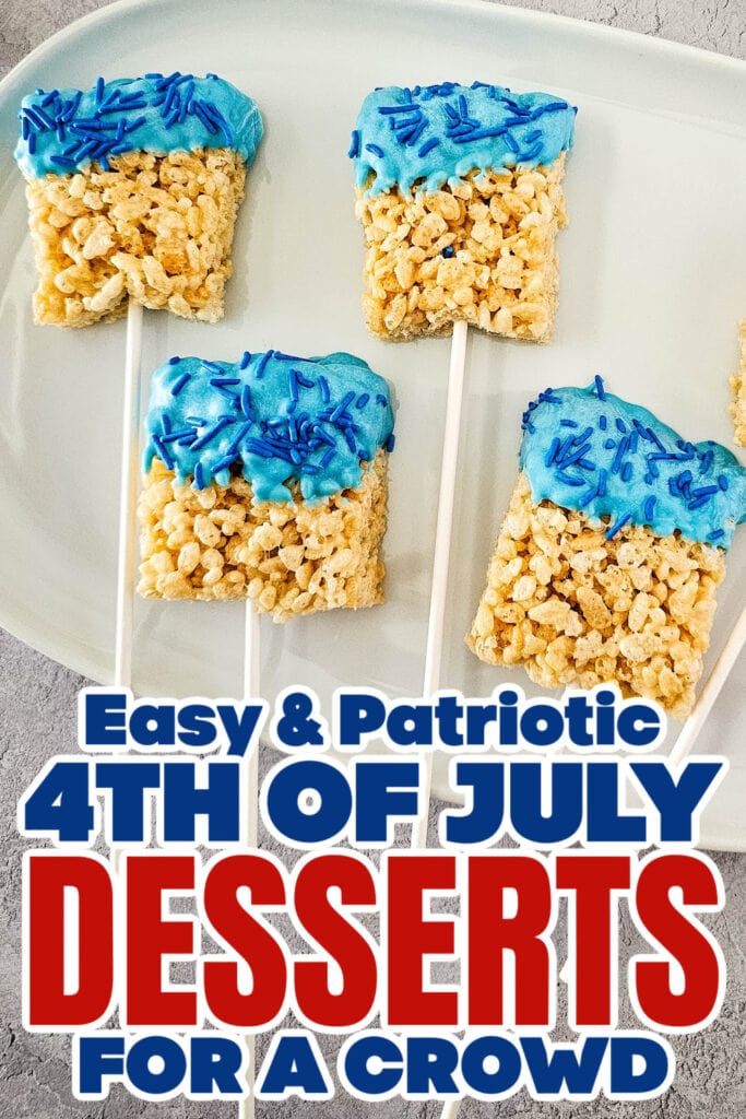 4th of July Desserts - Blue Candy Coated Krispies Pops