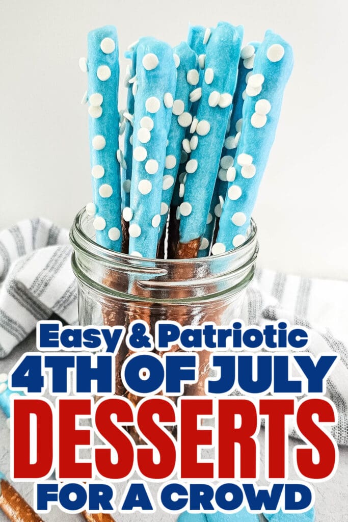 4th of July Desserts - Blue Candy Coated Pretzel Rods