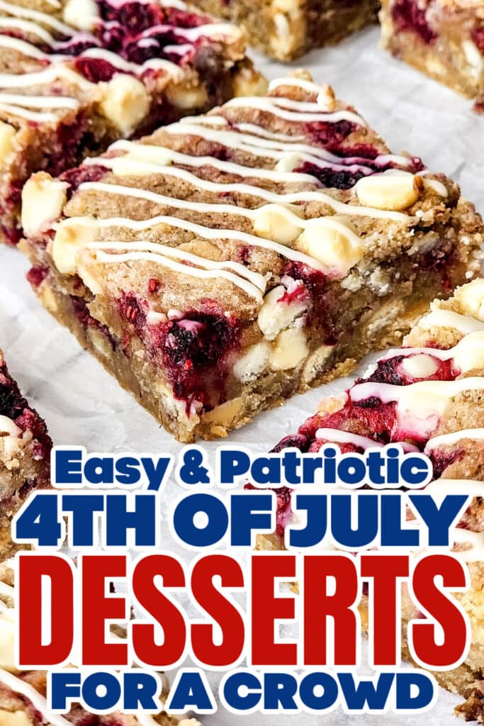 4th of July Desserts -Raspberry and White Chocolate Squares