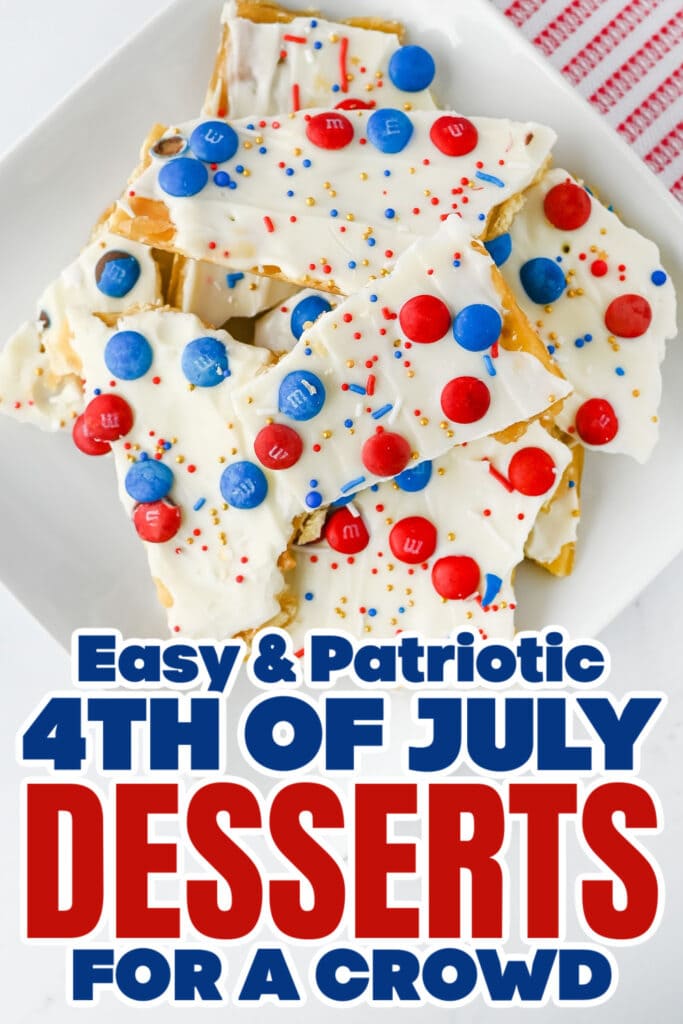 4th of July Desserts - Red, White & Blue Saltine Bark