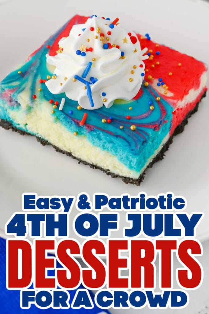 4th of July Desserts -Red, White, and Blue Cheesecake Bars