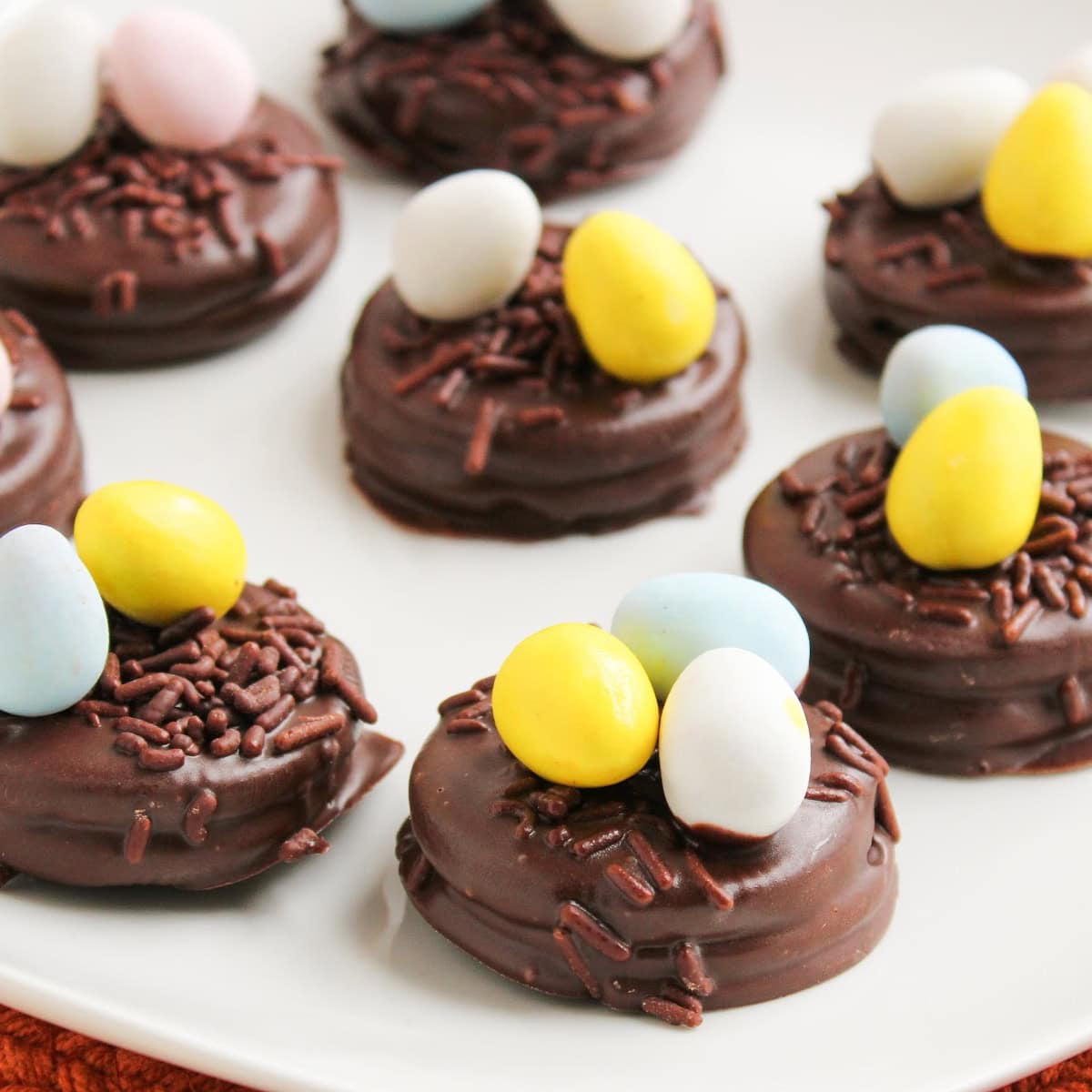 chocolate covered oreo easter egg nests featured image