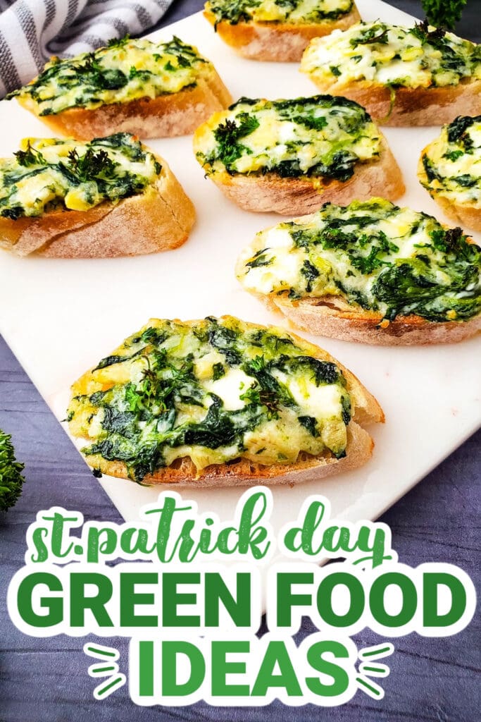 st.patrick day food - Spinach Artichoke Crostini