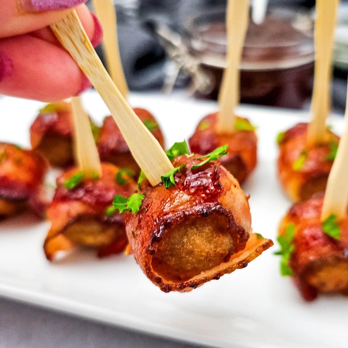 bbq bacon-wrapped meatballs featured image