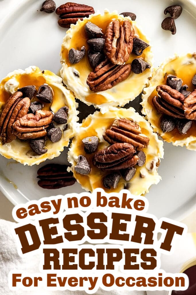 no bake desserts - No-Bake Mini Turtle Cheesecakes