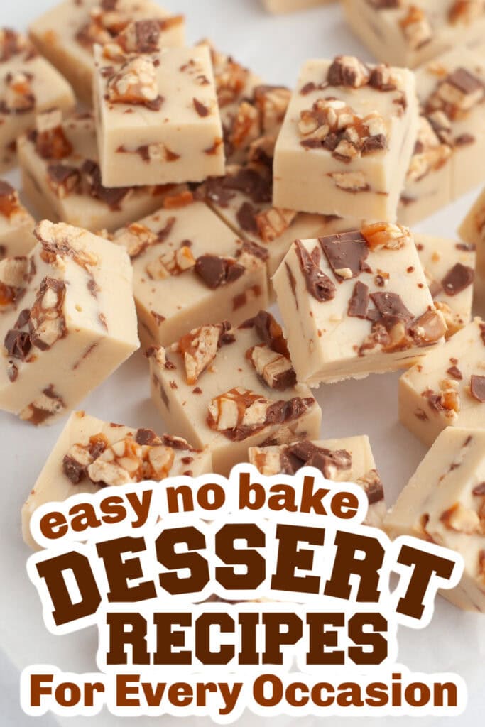 no bake desserts - No-Bake Snickers Fudge