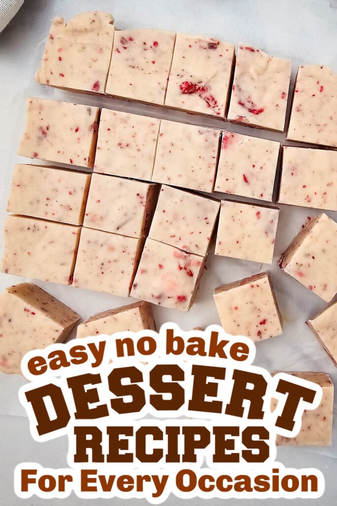 no bake desserts - No-Bake Strawberry Fudge Squares