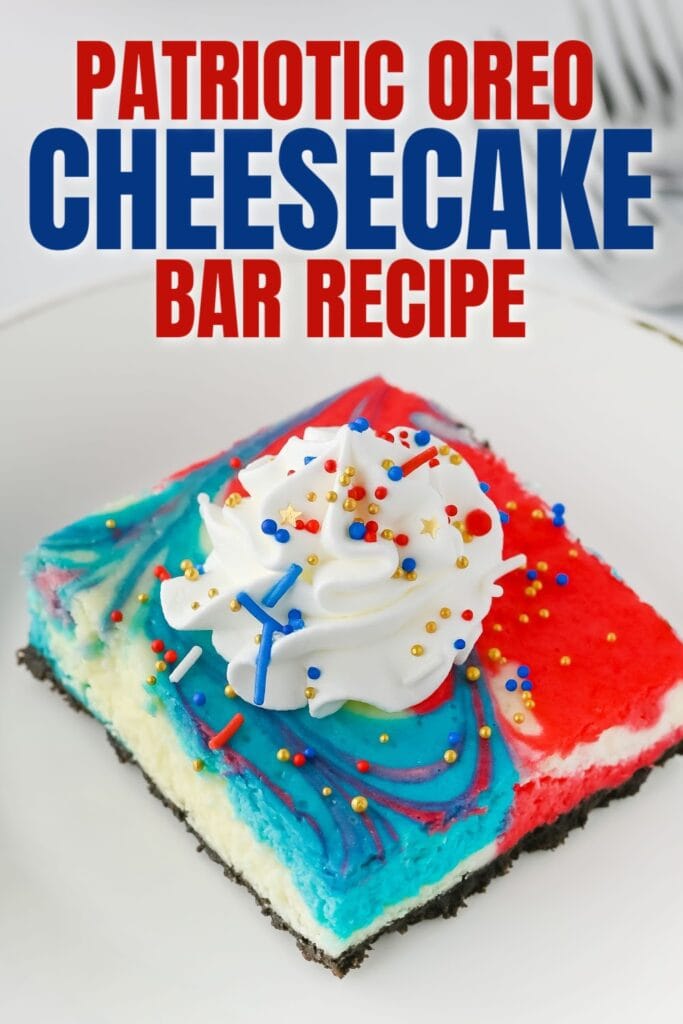red, white, and blue cheesecake bars