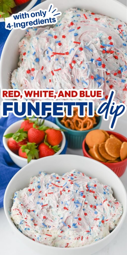 red, white, and blue funfetti dip