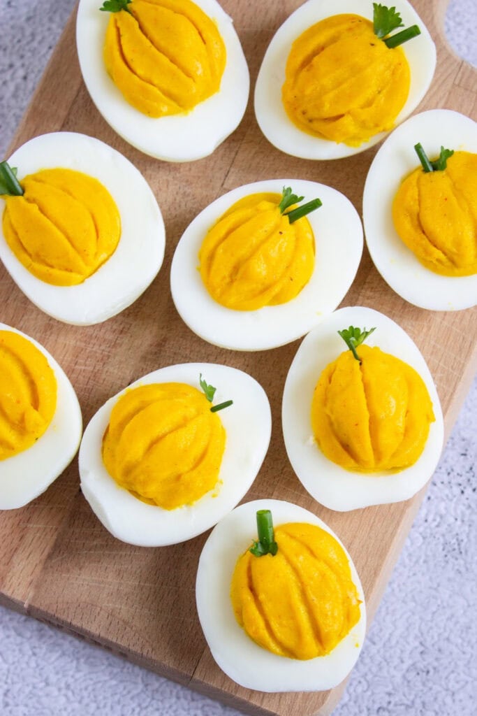 Fall Appetizers - Pumpkin Deviled Eggs