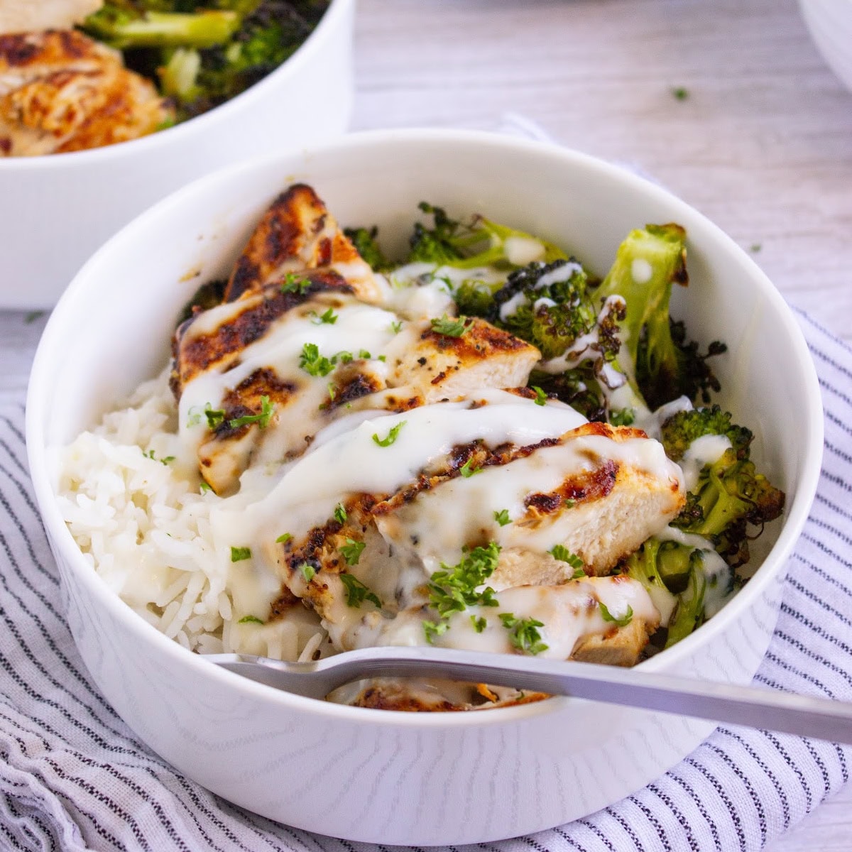 chicken and broccoli bowls featured image