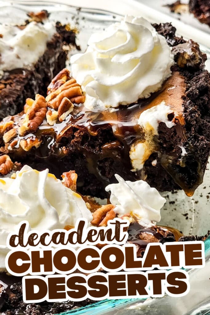 chocolate desserts - Chocolate Turtle Brownie Pie