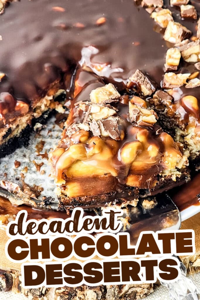 chocolate desserts - Snickers Chocolate Cheesecake