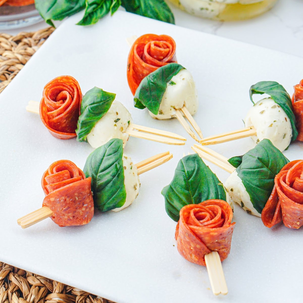 3-Ingredient Pepperoni Rose Skewers