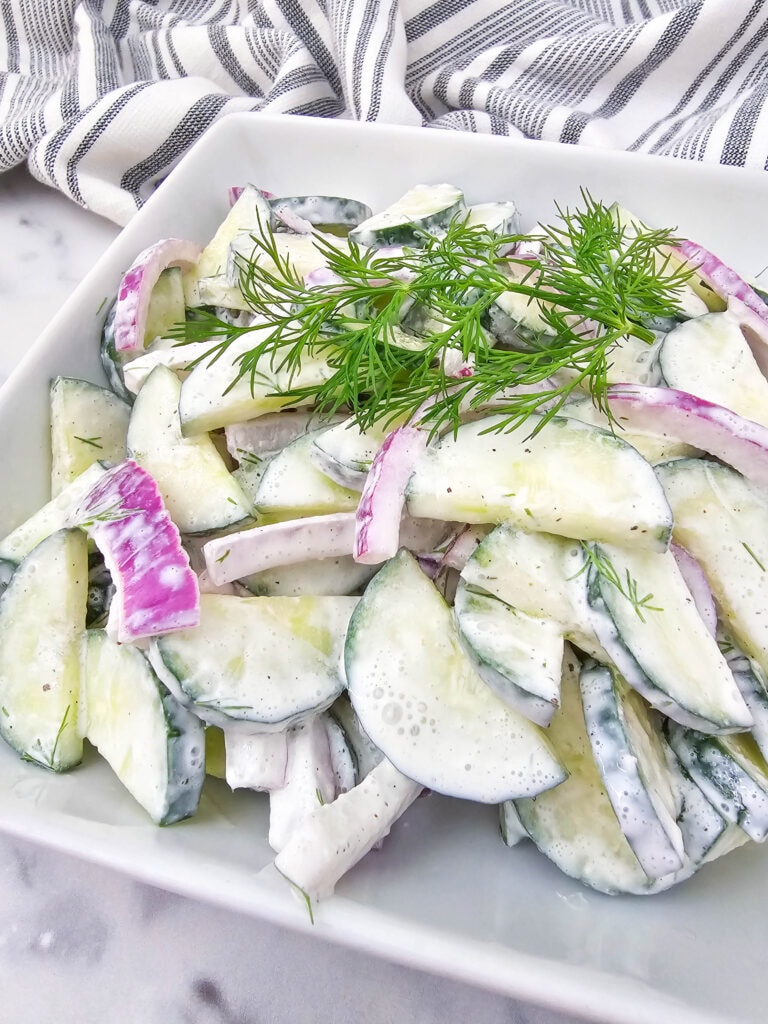 photo of the finished Creamy Cucumber Salad