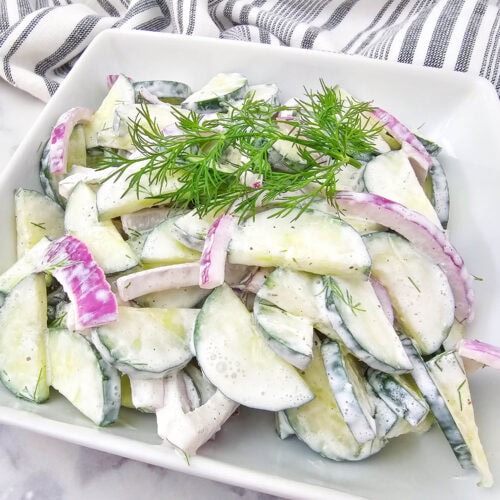 photo of the finished Creamy Cucumber Salad