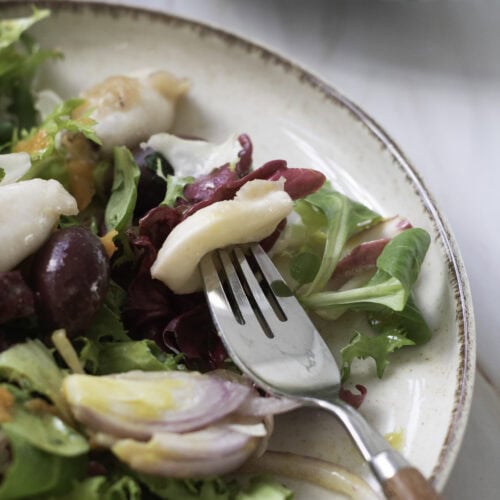 photo of the finished baby calamari garden salad