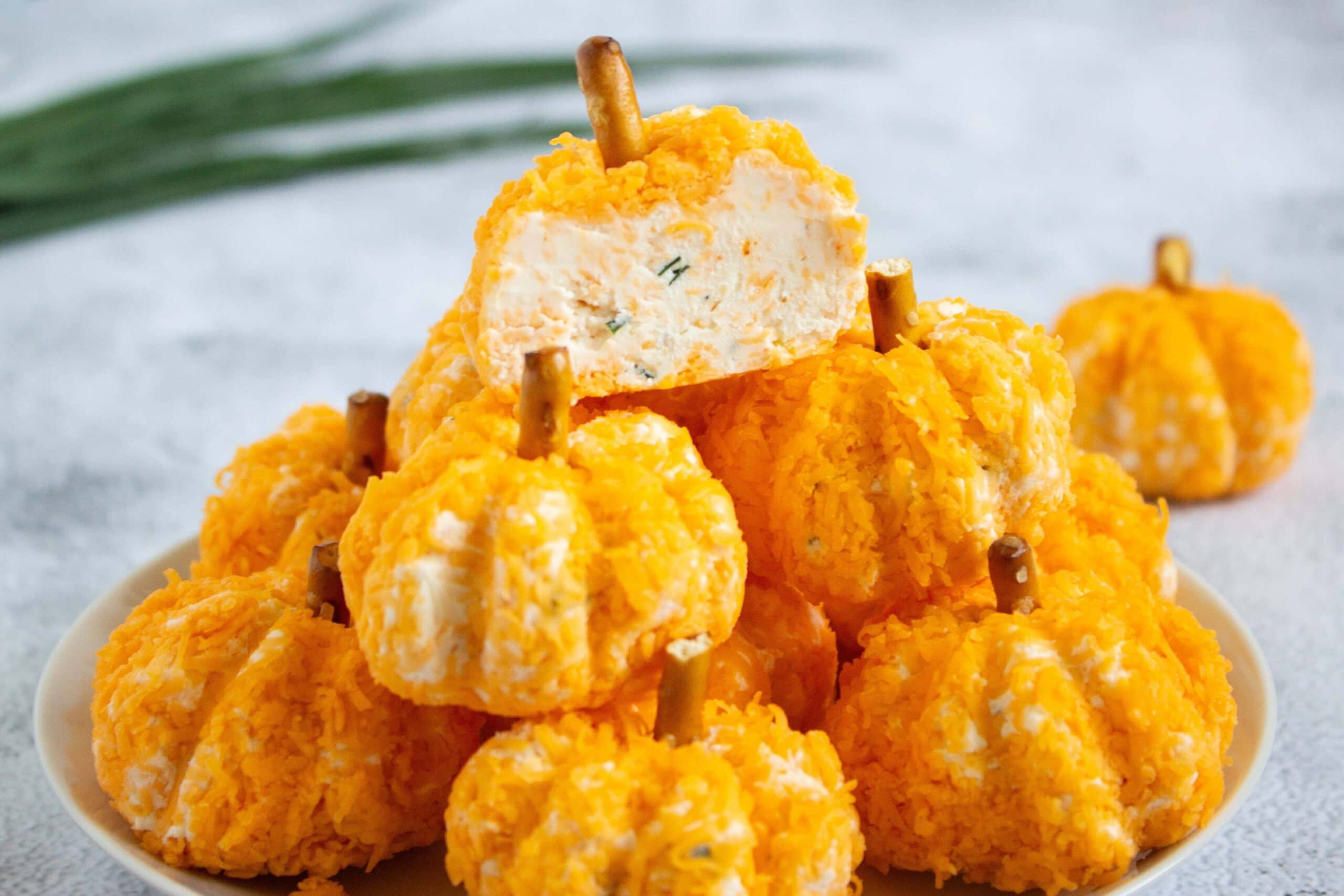 mini pumpkin-shaped cheeseballs recipe photo