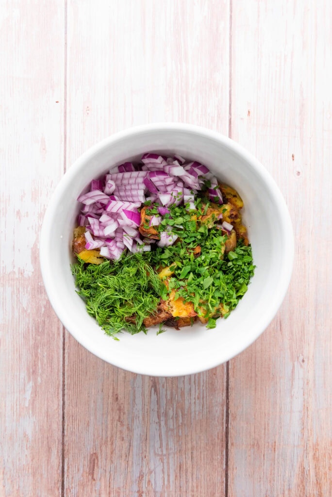 smashed potato salad process photo