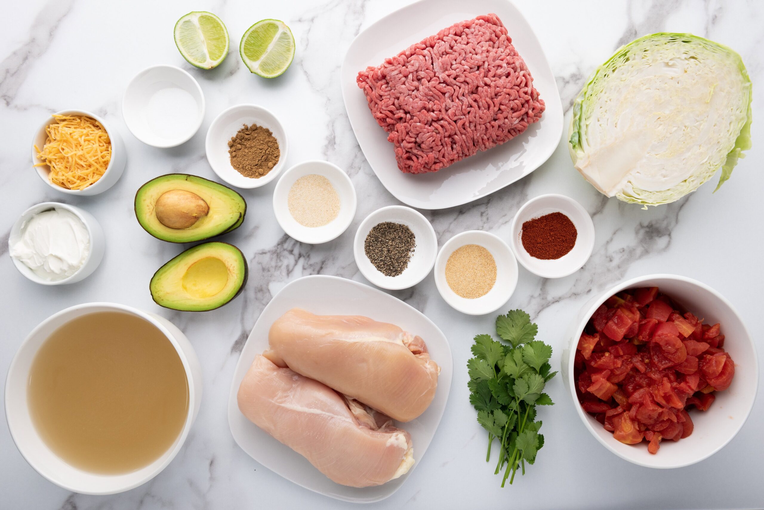 One-Pot Chicken and Beef Taco Soup Ingredients Photo