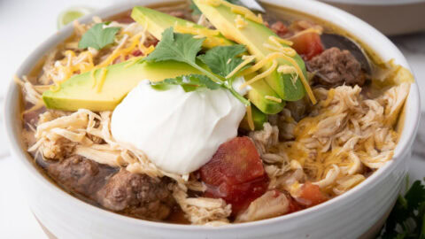 One-Pot Chicken and Beef Taco Soup Social Media Image