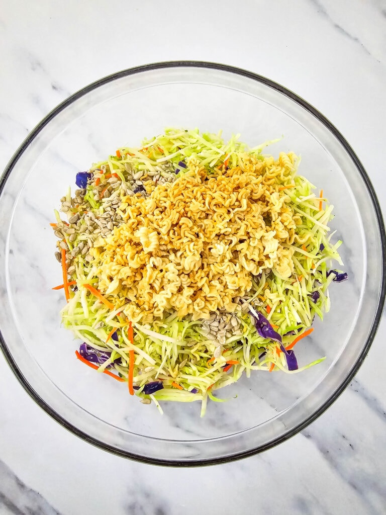 Ramen Noodle Broccoli Slaw Salad Process Photo