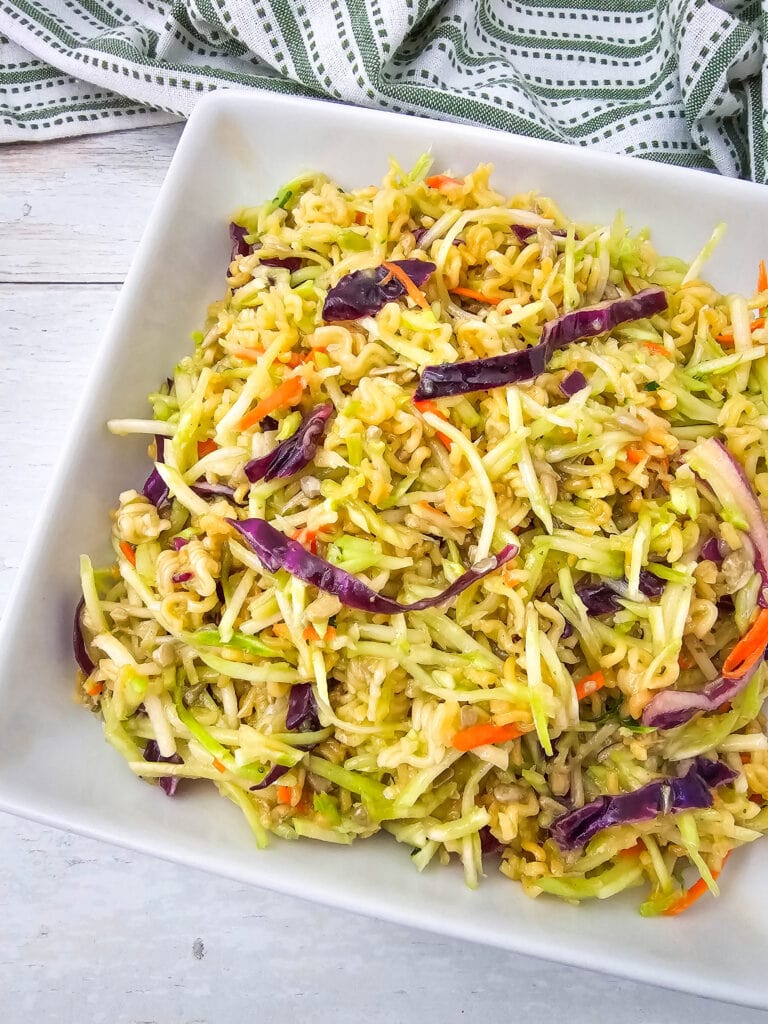 photo of the finished Ramen Noodle Broccoli Slaw Salad