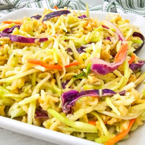 photo of the finished Ramen Noodle Broccoli Slaw Salad