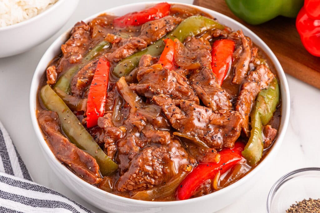 Photo of the finished Slow Cooker Pepper Steak