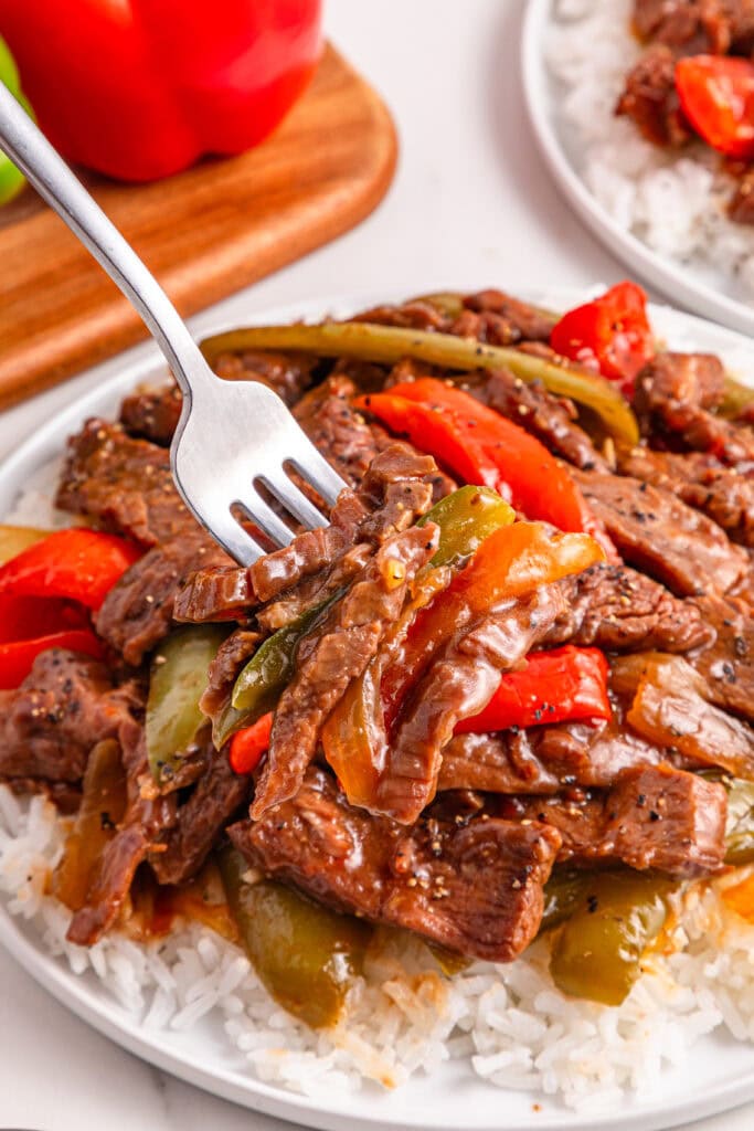 Photo of the Finished Slow Cooker Pepper Steak