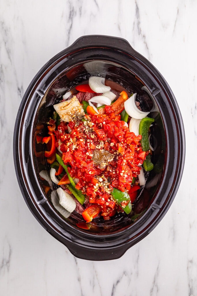 Slow Cooker Pepper Steak Process Photo