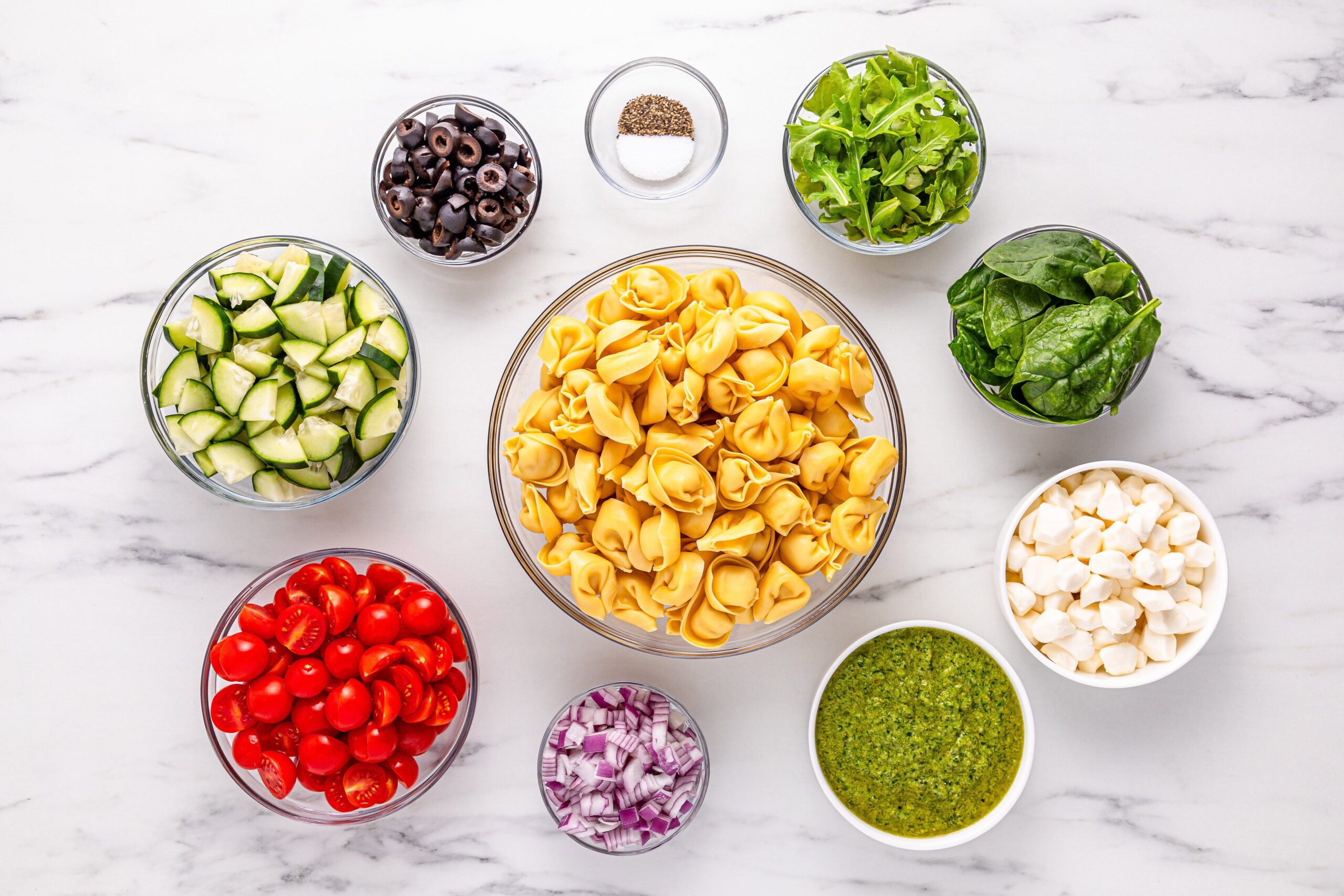 Tortellini Pesto Pasta Salad Ingredients Photo