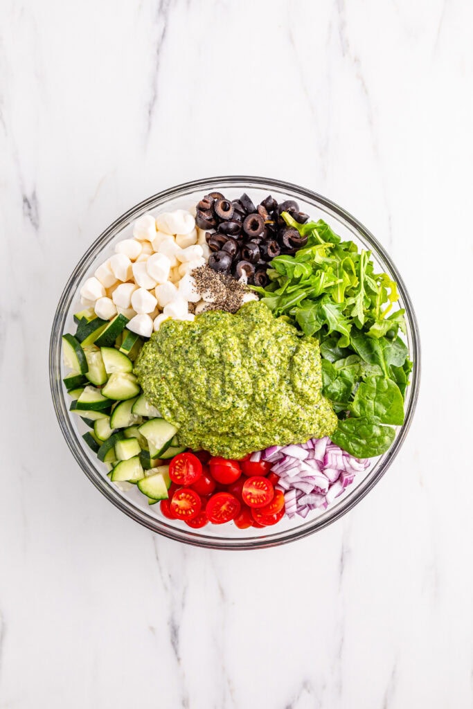 Tortellini Pesto Pasta Salad Process Photo