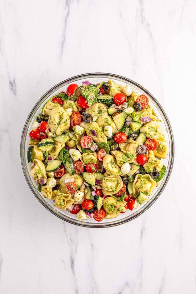 Tortellini Pesto Pasta Salad Process Photo