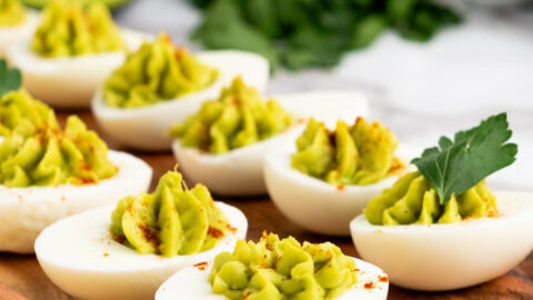 avocado deviled eggs featured image