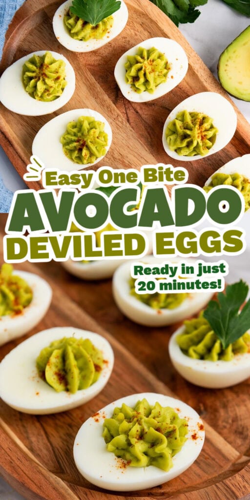 avocado deviled eggs pin image