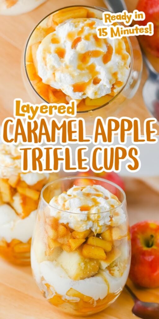caramel apple trifle cups pin image