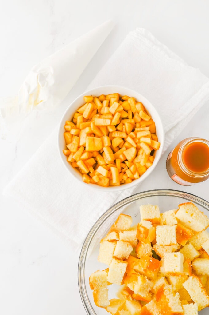 caramel apple trifle process photo