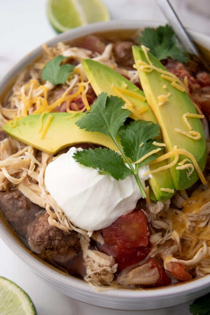 crockpot dinner ideas - One-Pot Chicken and Beef Taco Soup